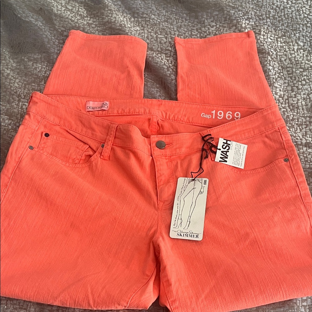 New GAP Women's Bright Coral Skinny Jeans